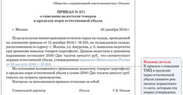 Приказ о списании тмц за счет прибыли образец