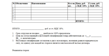 Спецификация к договору поставки мебели и предметов интерьера образец скачать Спецификация к договору поставки мебели и предметов интерьера образец скачать