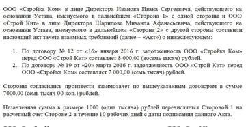 Погашение займа зачетом взаимных требований Погашение займа зачетом взаимных требований