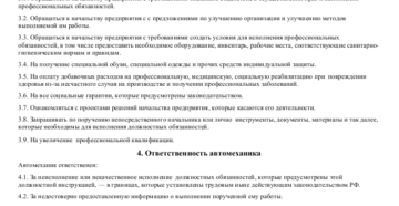 Образец должностная инструкция механика гаража